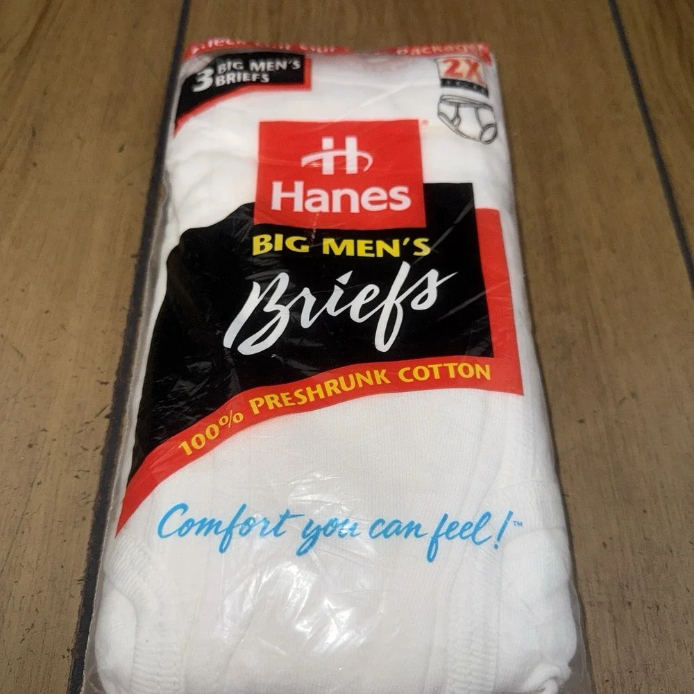 Vintage 1996 Hanes Men's Briefs Underwear Size 2X (48-50)Pack of 3 New Old Stock